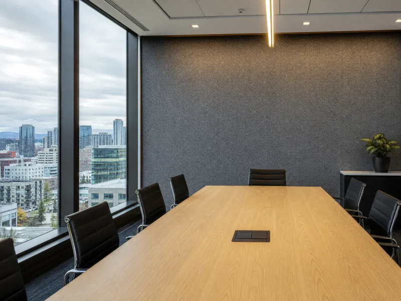 Herringbone wallcovering in a Portland office conference room